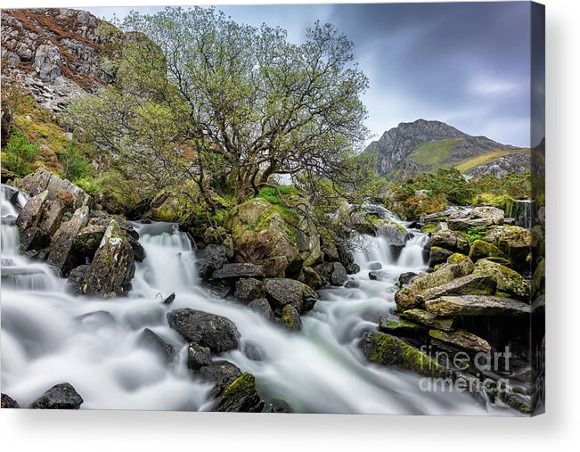 Tryfan Mountain Acrylic Print featuring the photograph Autumn Mountain Rapids Snowdonia by Adrian Evans