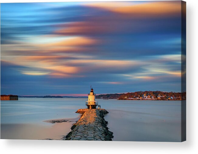 Spring Point Acrylic Print featuring the photograph Autumn Skies At Spring Point Ledge Lighthouse by Rick Berk