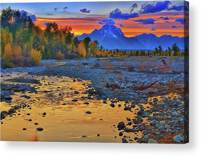 Autumn Sunset Acrylic Print featuring the photograph Autumn Sunset Along Spread Creek by Greg Norrell