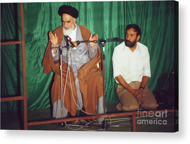 Following Acrylic Print featuring the photograph Ayatollah Khomeini Giving Speech by Bettmann