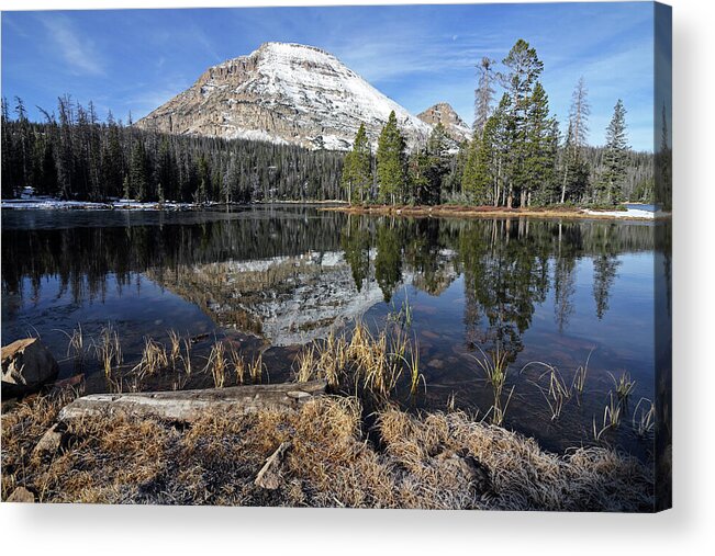 Utah Acrylic Print featuring the photograph Bald Mountain and Mirror Lake - Uinta Mountains, Utah by Brett Pelletier