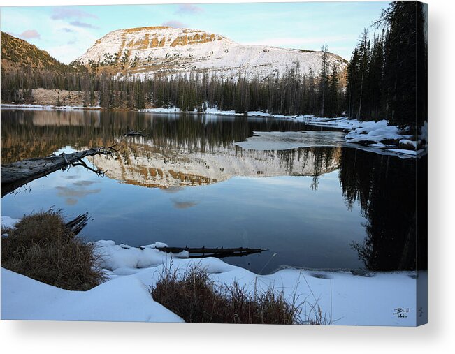 Utah Acrylic Print featuring the photograph Bald Mountain Sunset on Clegg Lake - Uinta Mountains, Utah by Brett Pelletier