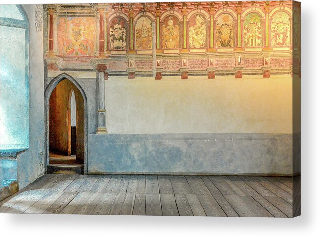 Chateau Chillon Acrylic Print featuring the photograph Hall of the Bailiffs, Chateau Chillon by Marcy Wielfaert