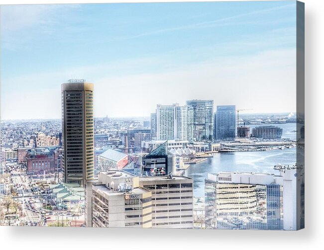 Baltimore Acrylic Print featuring the photograph Baltimore Inner Harbor Aerial Landscape, Maryland by Marianna Mills