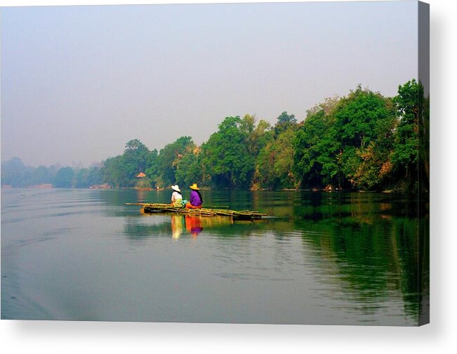 People Acrylic Print featuring the photograph Bamboo Raft by Jim Simmen