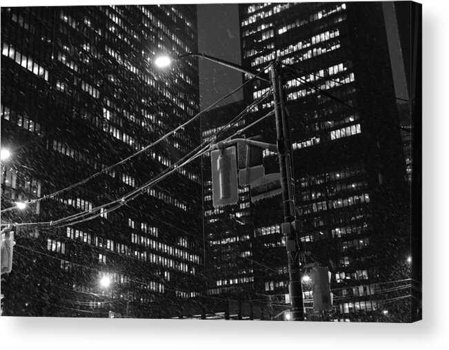 Black And White Acrylic Print featuring the photograph Bay And King And Ice by Kreddible Trout