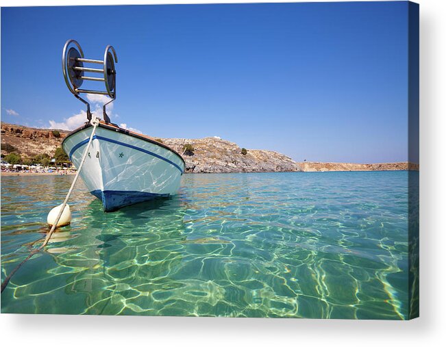 Greece Acrylic Print featuring the photograph Beach In Greece by Anzeletti