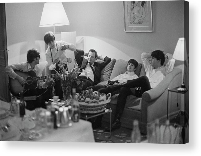 People Acrylic Print featuring the photograph Beatles In Paris by Harry Benson