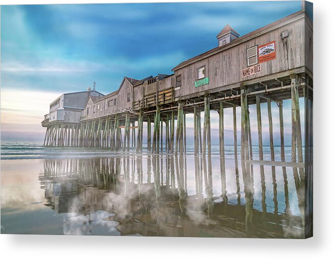 Old Acrylic Print featuring the photograph Beautiful Pier Maine Morning by Betsy Knapp