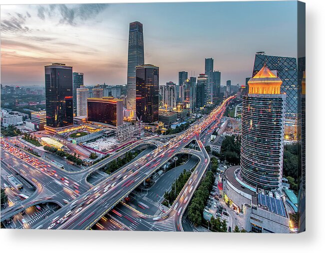 Downtown District Acrylic Print featuring the photograph Beijing Central Business District by Dukai Photographer