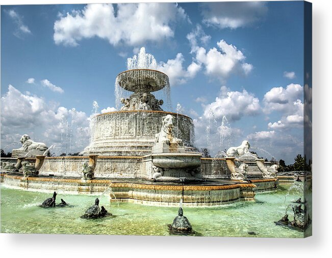 Belle Isle Acrylic Print featuring the photograph Belle Isle Fountain by Karen Varnas