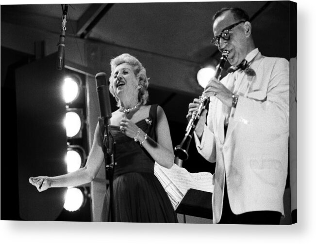 Singer Acrylic Print featuring the photograph Benny Goodman Performs At The Newport by Michael Ochs Archives