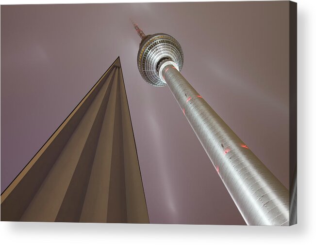 Berlin Acrylic Print featuring the photograph Berlin Tv Tower At Night by Siegfried Layda