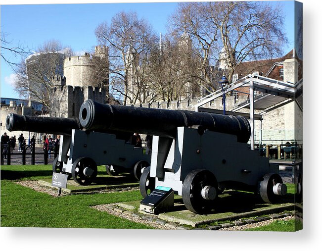 London Acrylic Print featuring the photograph Big Guns at the Tower of London by Aidan Moran