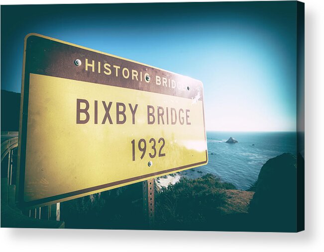 Bixby Bridge In Vintage Acrylic Print featuring the photograph Bixby Bridge In Vintage by Joseph S Giacalone
