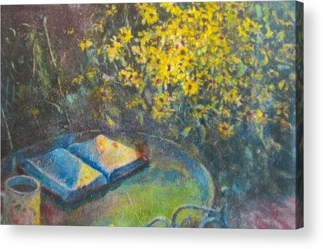 Bible Acrylic Print featuring the painting Black-Eyed Susans and Bible Study by ML McCormick