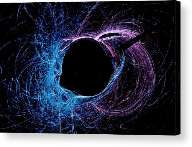 Space Acrylic Print featuring the digital art Black Hole Abstract Art Blue by Don Northup