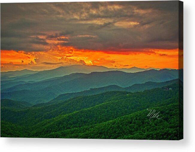 Blowing Rock Acrylic Print featuring the photograph Blowing Rock Sunset by Meta Gatschenberger