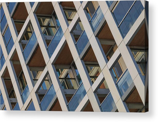 Abstract Acrylic Print featuring the photograph Blue Balconies by Jef Van Den Houte
