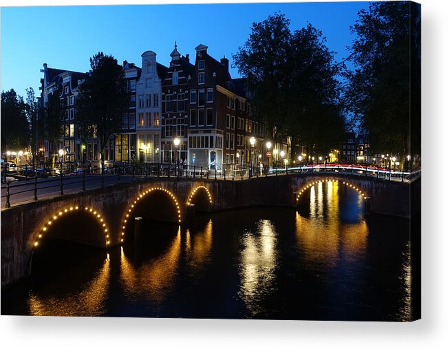 Blue Hour Acrylic Print featuring the photograph Blue hour in Amsterdam by Patricia Caron