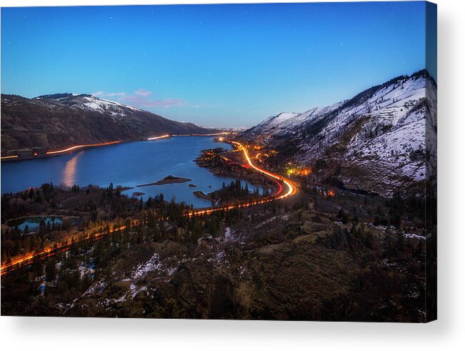 Night Acrylic Print featuring the photograph Blue Hour on the Columbia by Cat Connor