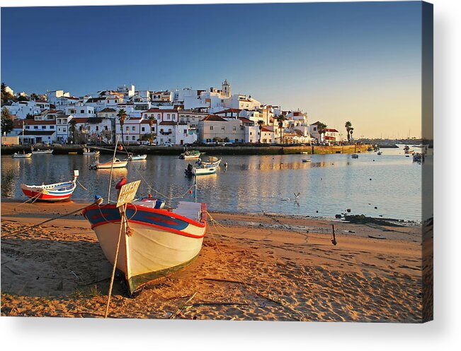 Algarve Acrylic Print featuring the photograph Boats In Ferragudo by Juampiter