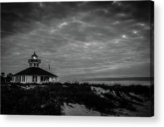 Beach Acrylic Print featuring the photograph Boca Grande Lighthouse Black and White by Joe Leone