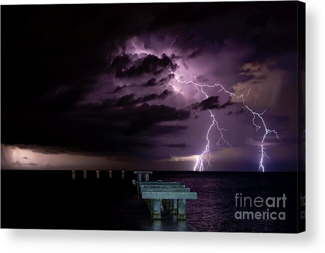 Lightning Acrylic Print featuring the photograph Boca Nights by Quinn Sedam