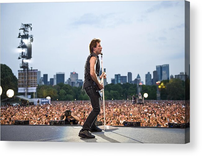 American League Baseball Acrylic Print featuring the photograph Bon Jovi Performs On The Great Lawn In by New York Daily News Archive