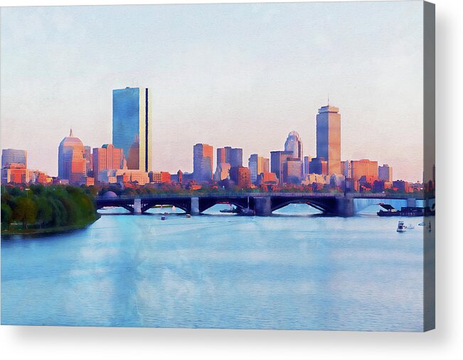 Boston Acrylic Print featuring the painting Boston, Panorama - 15 by AM FineArtPrints
