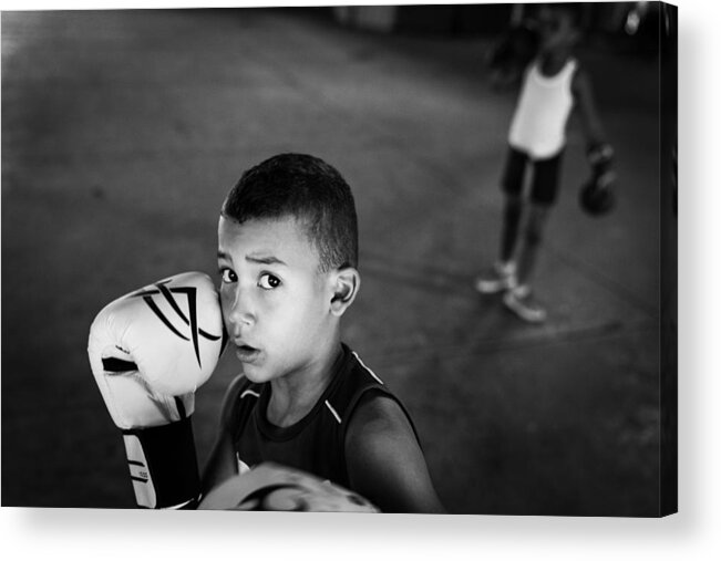 Travel Acrylic Print featuring the photograph Boxing Boy In Cuba by Zeqiang Wang