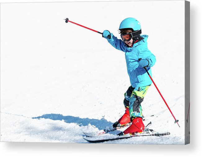 Children Acrylic Print featuring the photograph Boy Skiing by Microgen Images/science Photo Library