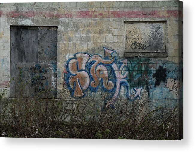 Decay Acrylic Print featuring the photograph brcokville wall III by Kreddible Trout