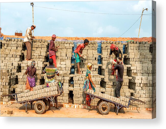 Documentary Acrylic Print featuring the photograph Brick Workers by Sohel Parvez Haque