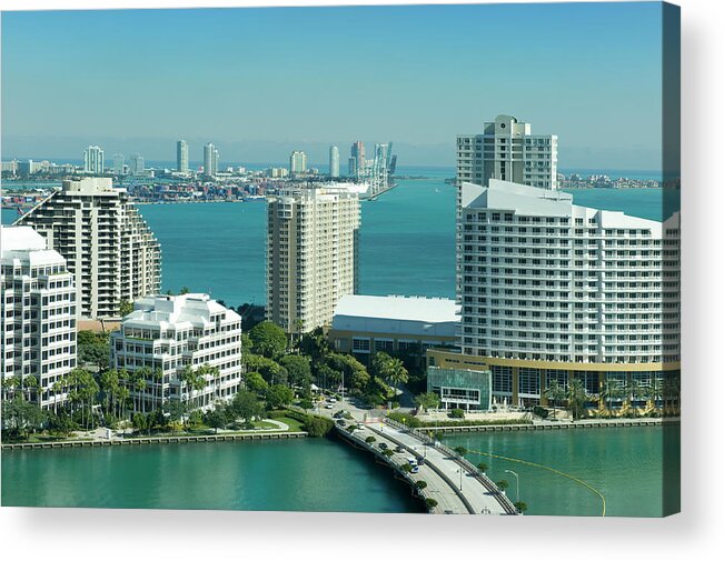 Apartment Acrylic Print featuring the photograph Brickel Key And Miami Beach by Fabiofilzi