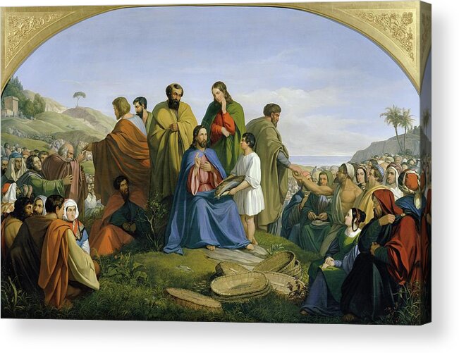 Biblical Scene Acrylic Print featuring the painting Brotvermehrung by Anton Von Perger