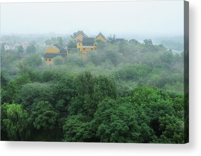 Chinese Culture Acrylic Print featuring the photograph Buddhism Temple On Mountain - Xlarge by Phototalk
