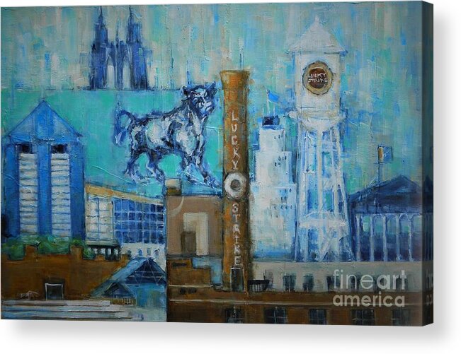 Durham Acrylic Print featuring the painting Bull Durham by Dan Campbell