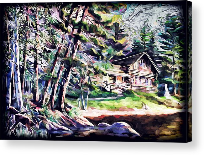 Paint Acrylic Print featuring the painting Cabin impressum by Nenad Vasic