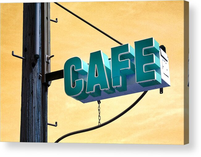 Cafe Acrylic Print featuring the mixed media Cafe Route 66 by Carol Leigh