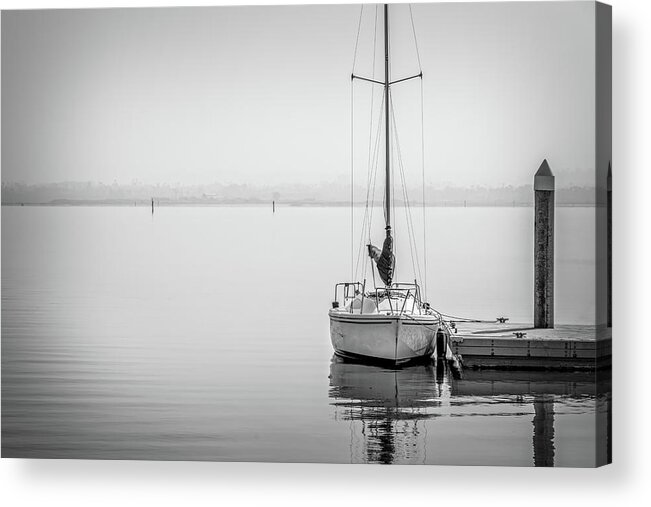 Boat Acrylic Print featuring the photograph Calm BW by Bill Chizek