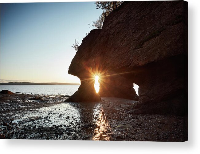 Estock Acrylic Print featuring the digital art Canada, New Brunswick, Bay Of Fundy, Hopewell Rocks At Sunrise by Richard Taylor