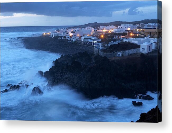 Water's Edge Acrylic Print featuring the photograph Canary Islands, Lanzarote, El Golfo by Wilfried Krecichwost