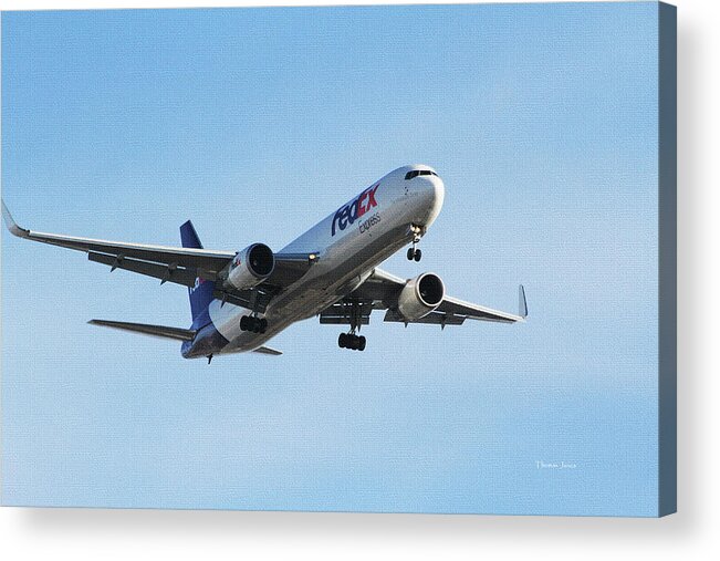 Cargo Airplane Landing Sky Harbor Phoenix Acrylic Print featuring the digital art Cargo Airplane Landing Sky Harbor Phoenix by Tom Janca