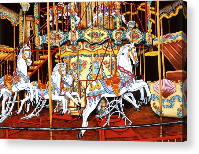 Carousel Acrylic Print featuring the painting Carousel At The Fair by Thelma Winter