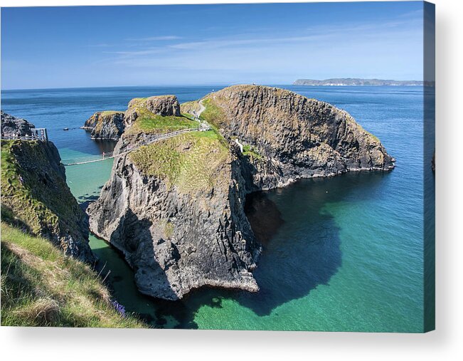 Tranquility Acrylic Print featuring the photograph Carrick-a-rede Rope Bridge In Northern by Pierre Leclerc Photography