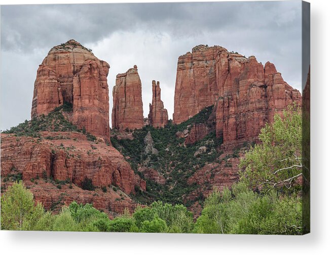 Red Rock State Park Acrylic Print featuring the photograph Cathedral Rock Closeup by Douglas Wielfaert