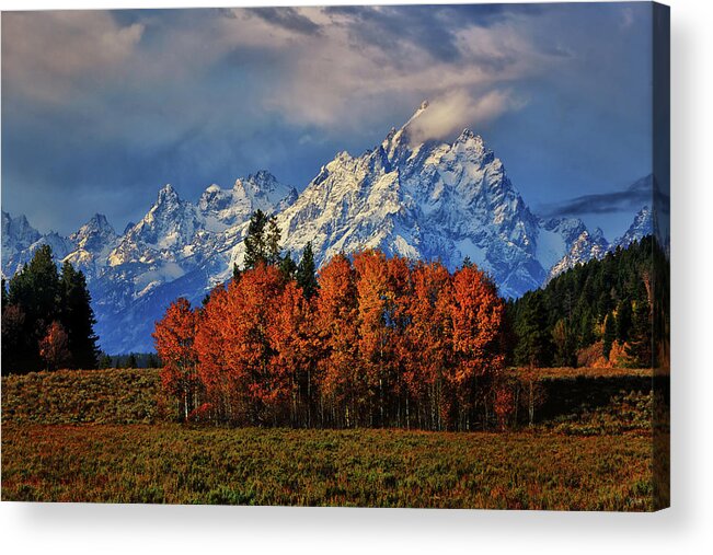 Grand Teton National Park Acrylic Print featuring the photograph Cathedral Storm by Greg Norrell