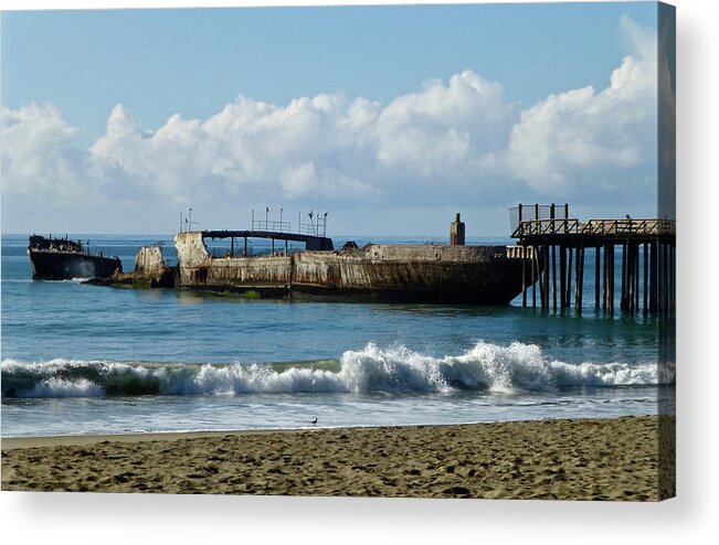 Cement Ship Acrylic Print featuring the photograph Cement Ship Seacliff Beach by Amelia Racca