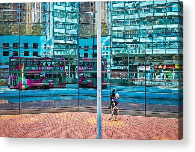 Street Acrylic Print featuring the photograph Chasing The Image In The Mirror by Tong Ho Chung Howard